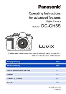 Panasonic Lumix GH5S manual. Camera Instructions.